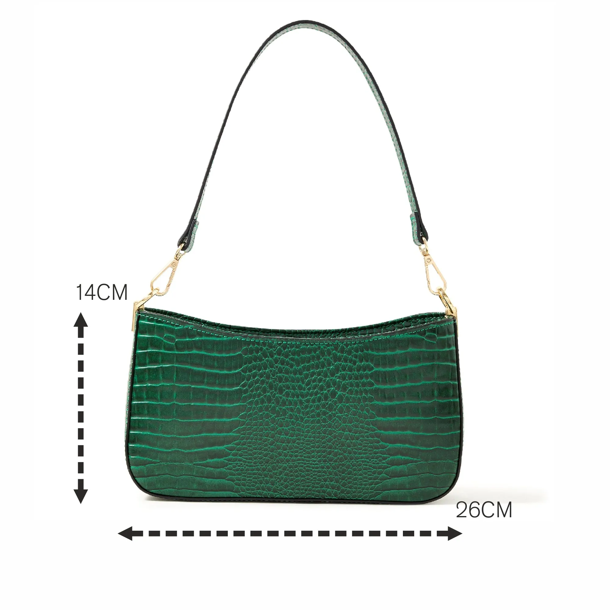 Accessorize London Women's Faux Leather Croc Roxanne Baguette Shoulder Bag - Green