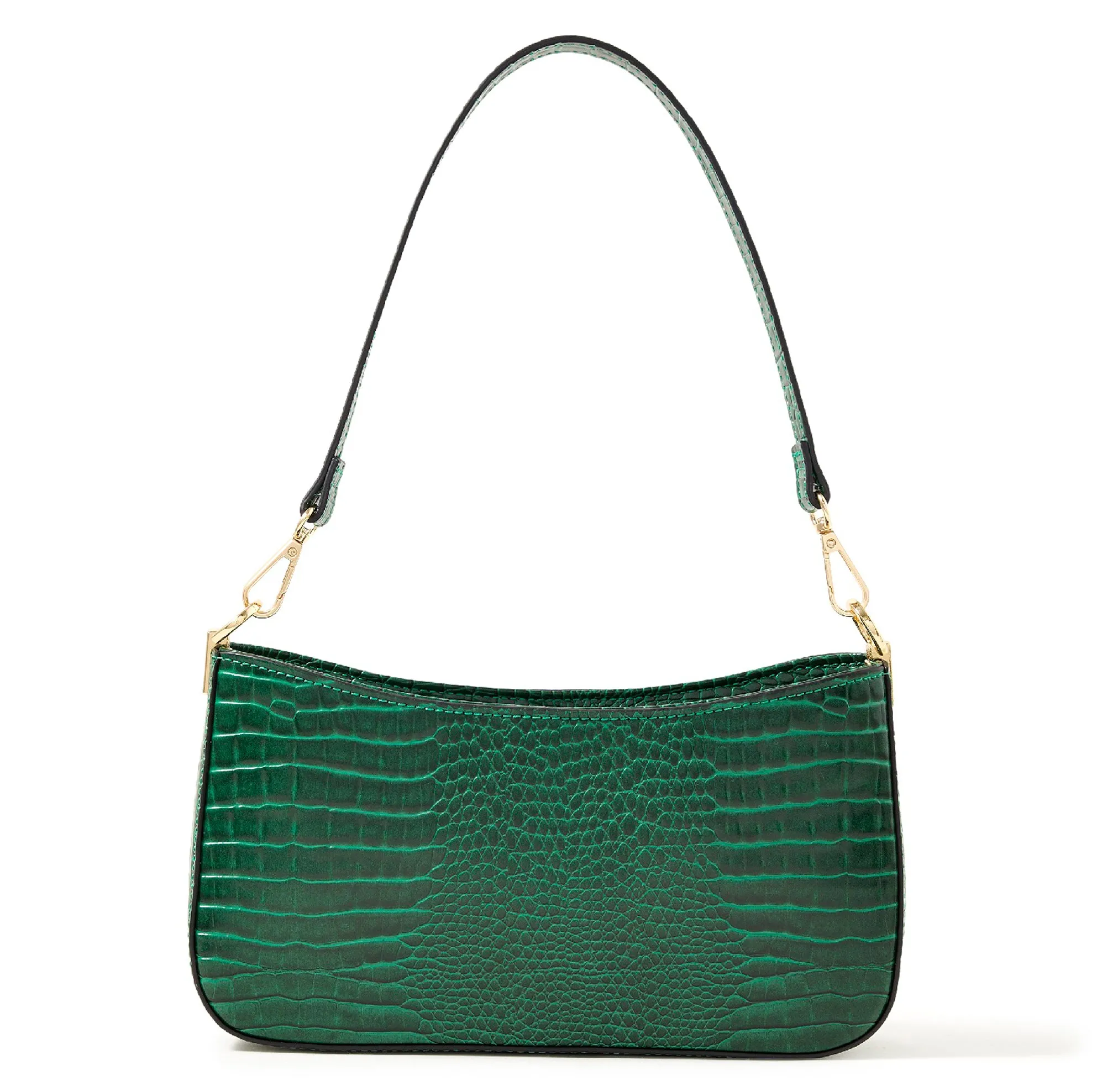 Accessorize London Women's Faux Leather Croc Roxanne Baguette Shoulder Bag - Green