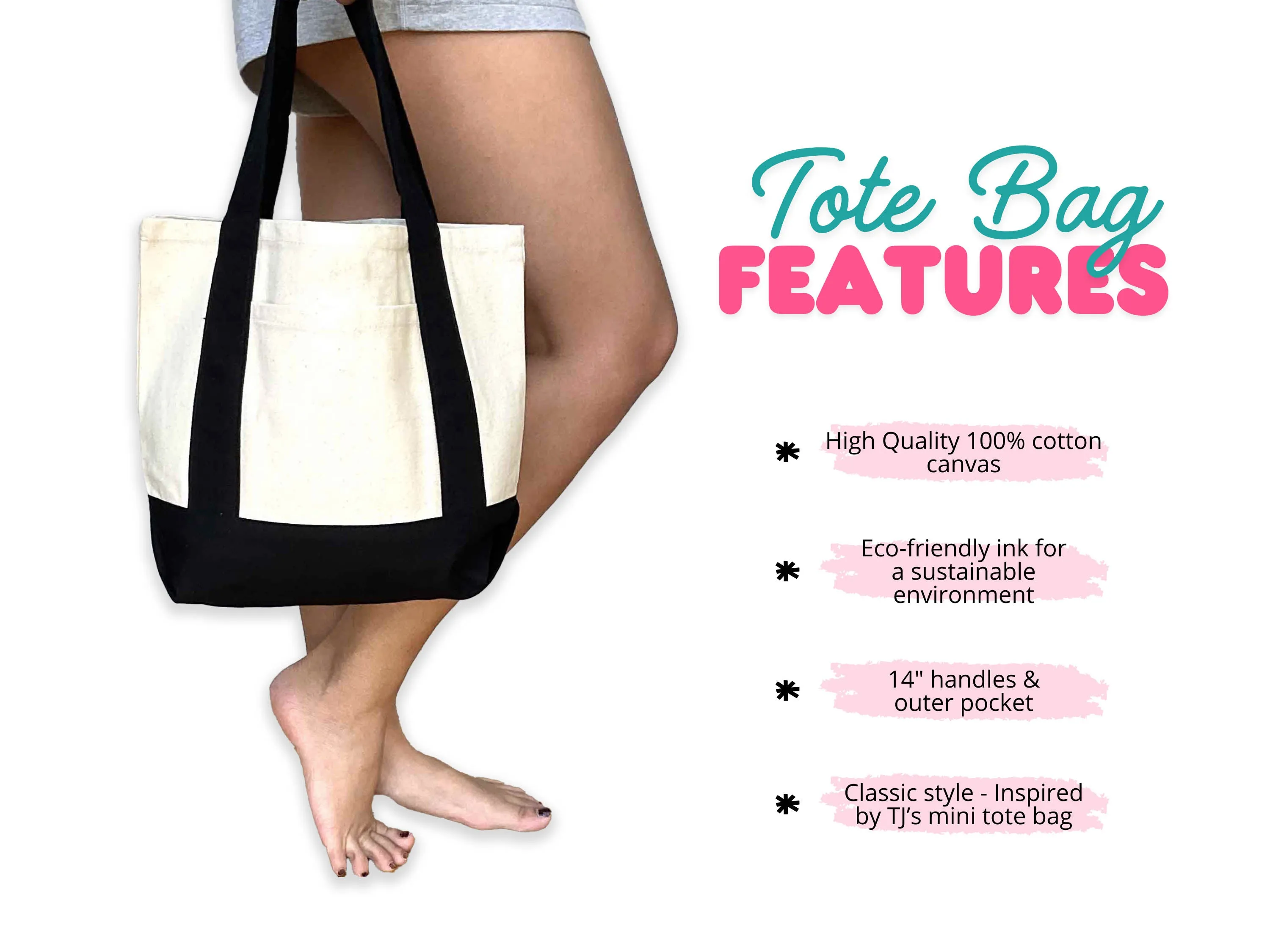 Alpha Sigma Tau Black Trim Canvas Tote Bag - Perfect for Everyday Sorority Life