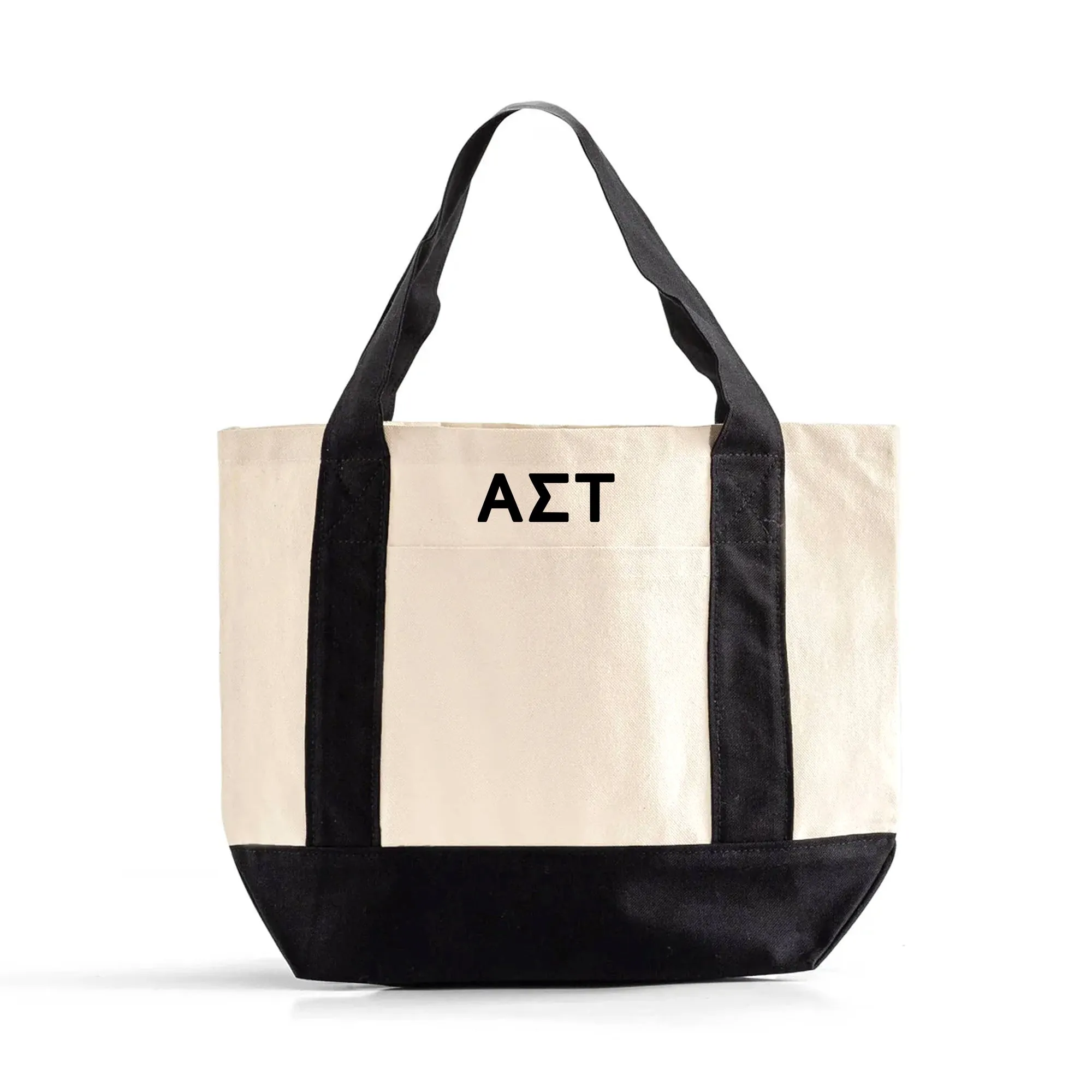 Alpha Sigma Tau Black Trim Canvas Tote Bag - Perfect for Everyday Sorority Life