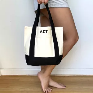 Alpha Sigma Tau Black Trim Canvas Tote Bag - Perfect for Everyday Sorority Life