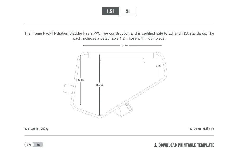 Apidura - Frame Pack Hydration Bladder