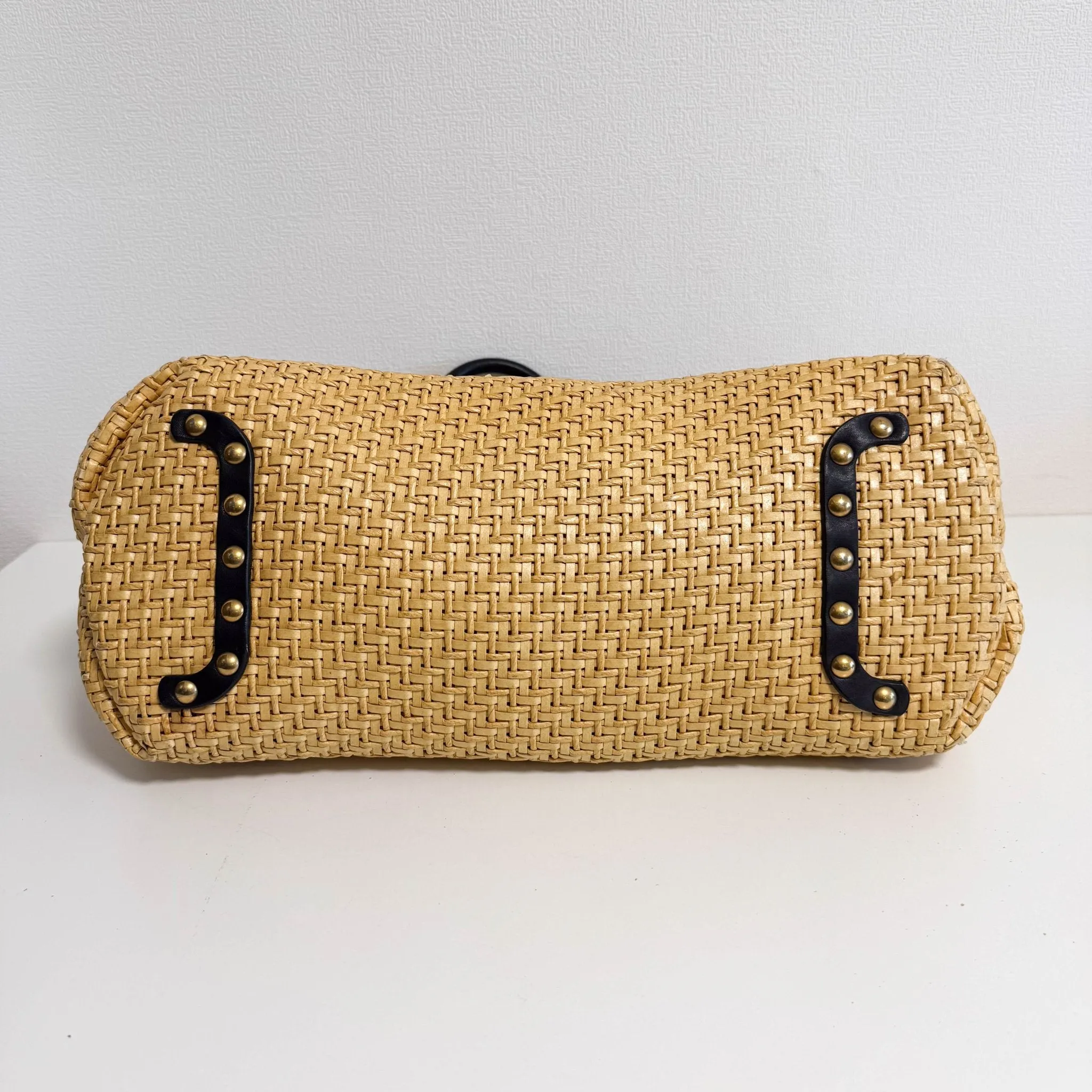 Archive Raffia Leather Tot Bag