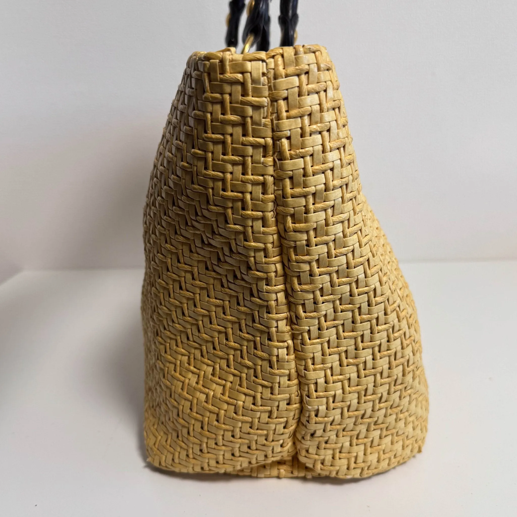 Archive Raffia Leather Tot Bag