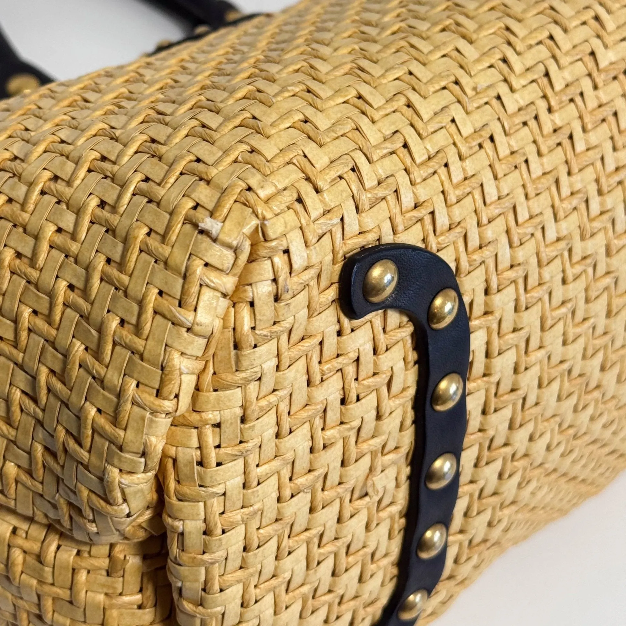 Archive Raffia Leather Tot Bag