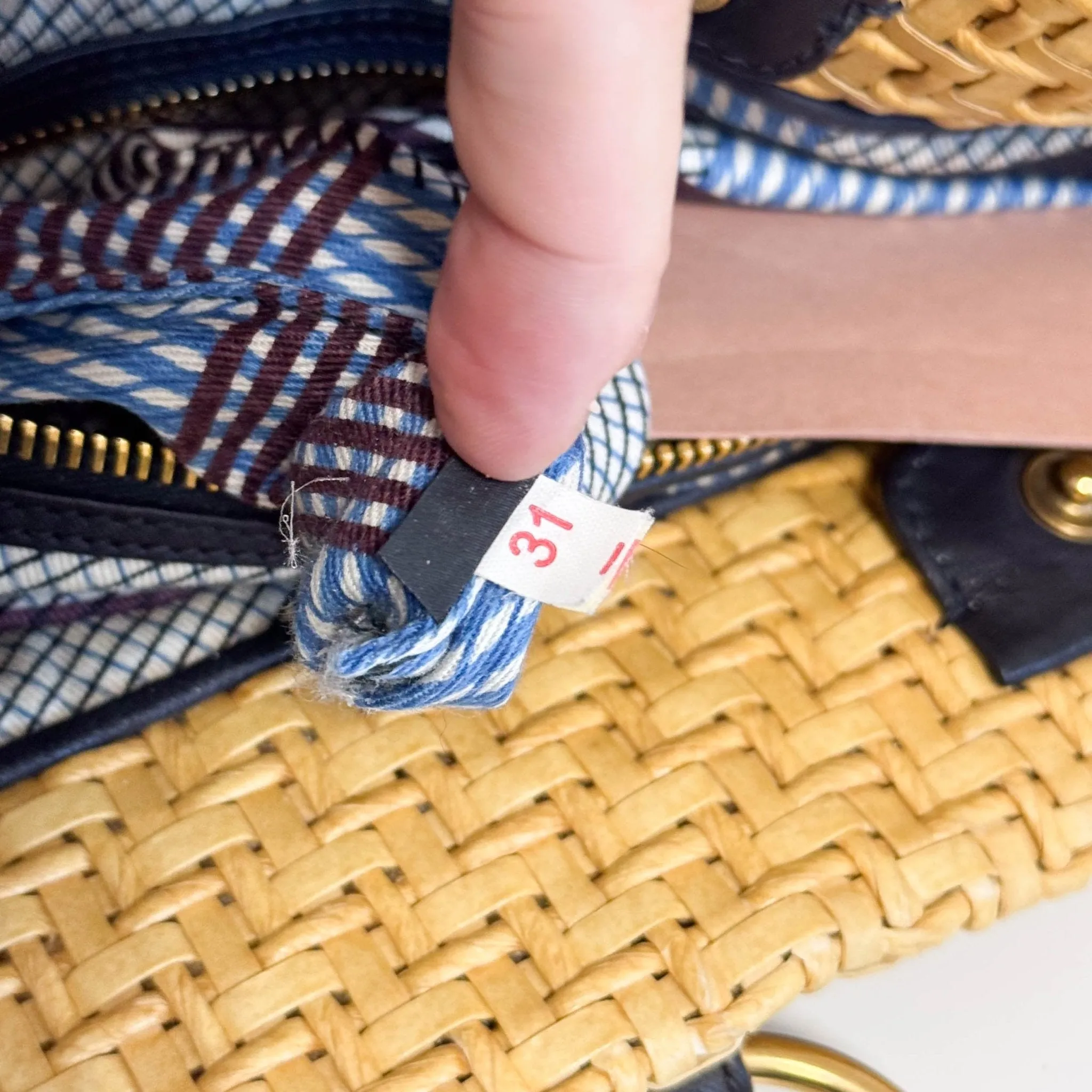Archive Raffia Leather Tot Bag