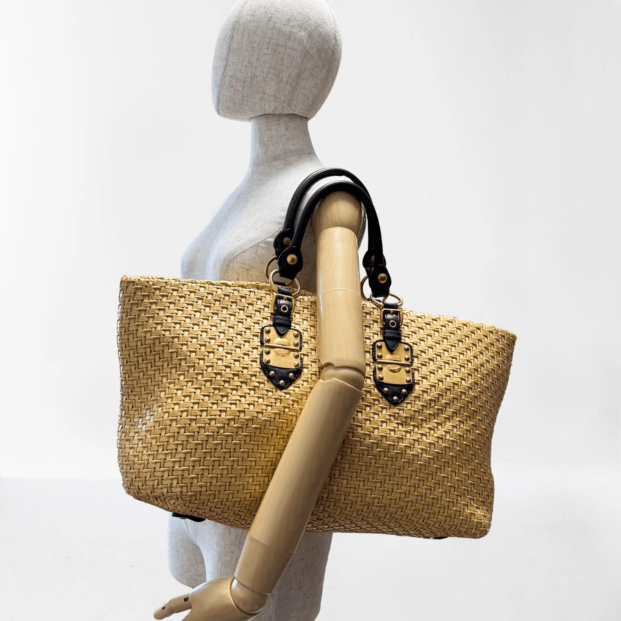 Archive Raffia Leather Tot Bag