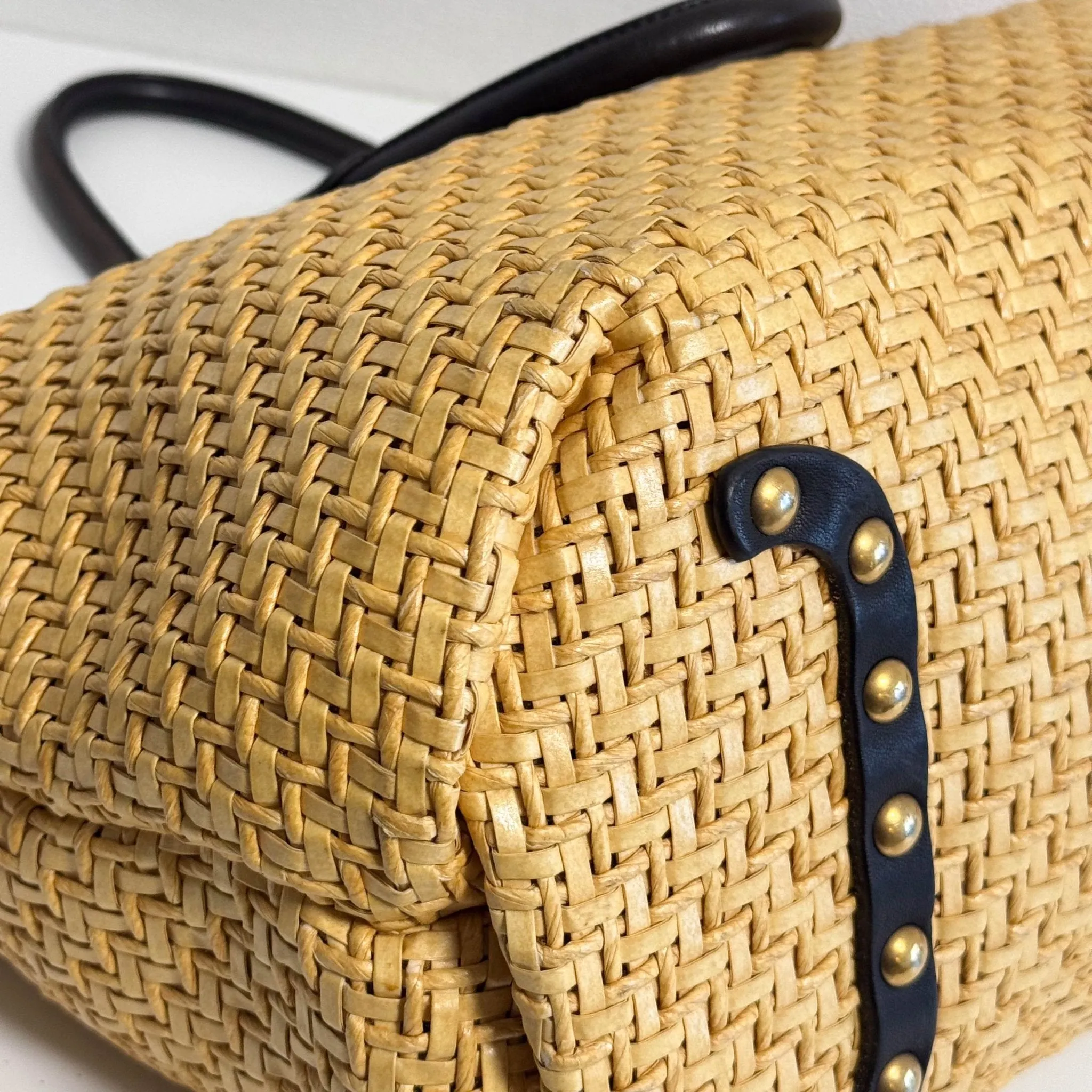 Archive Raffia Leather Tot Bag