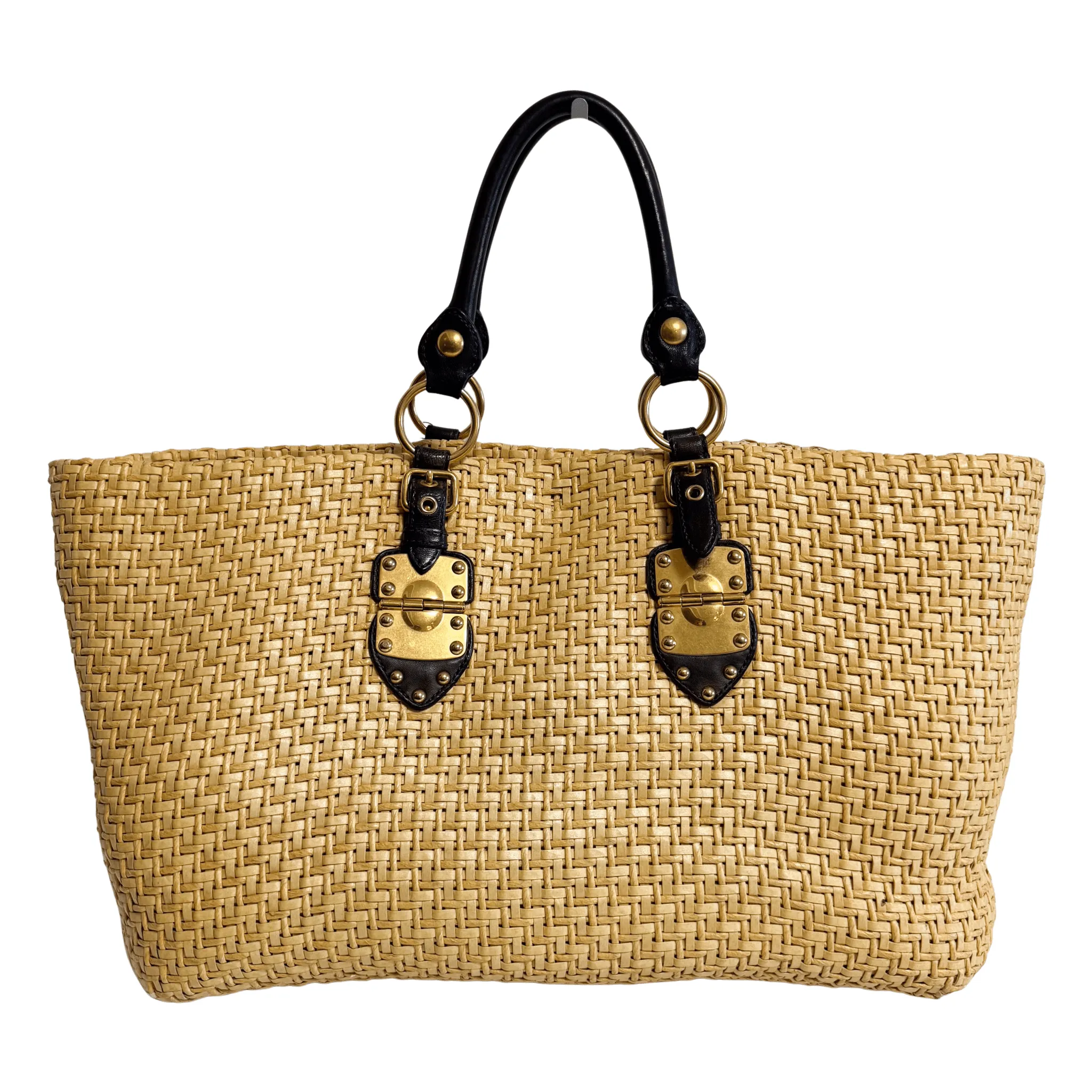 Archive Raffia Leather Tot Bag