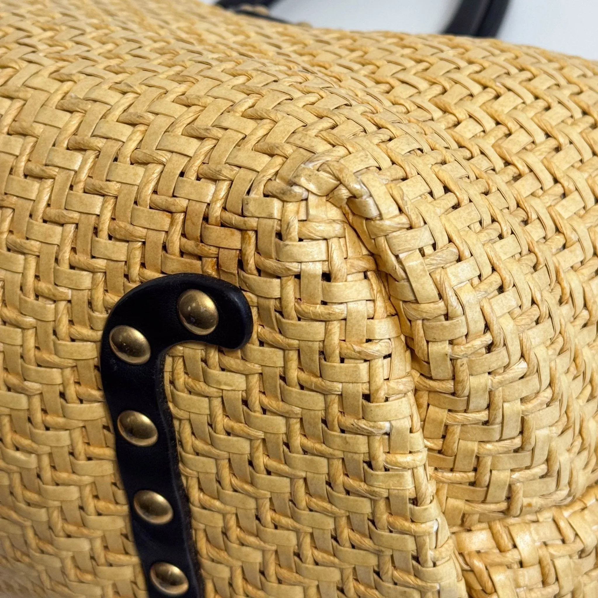 Archive Raffia Leather Tot Bag