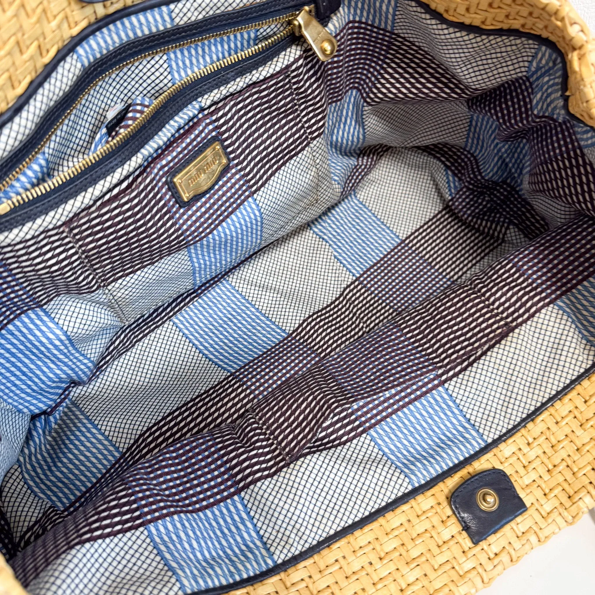 Archive Raffia Leather Tot Bag