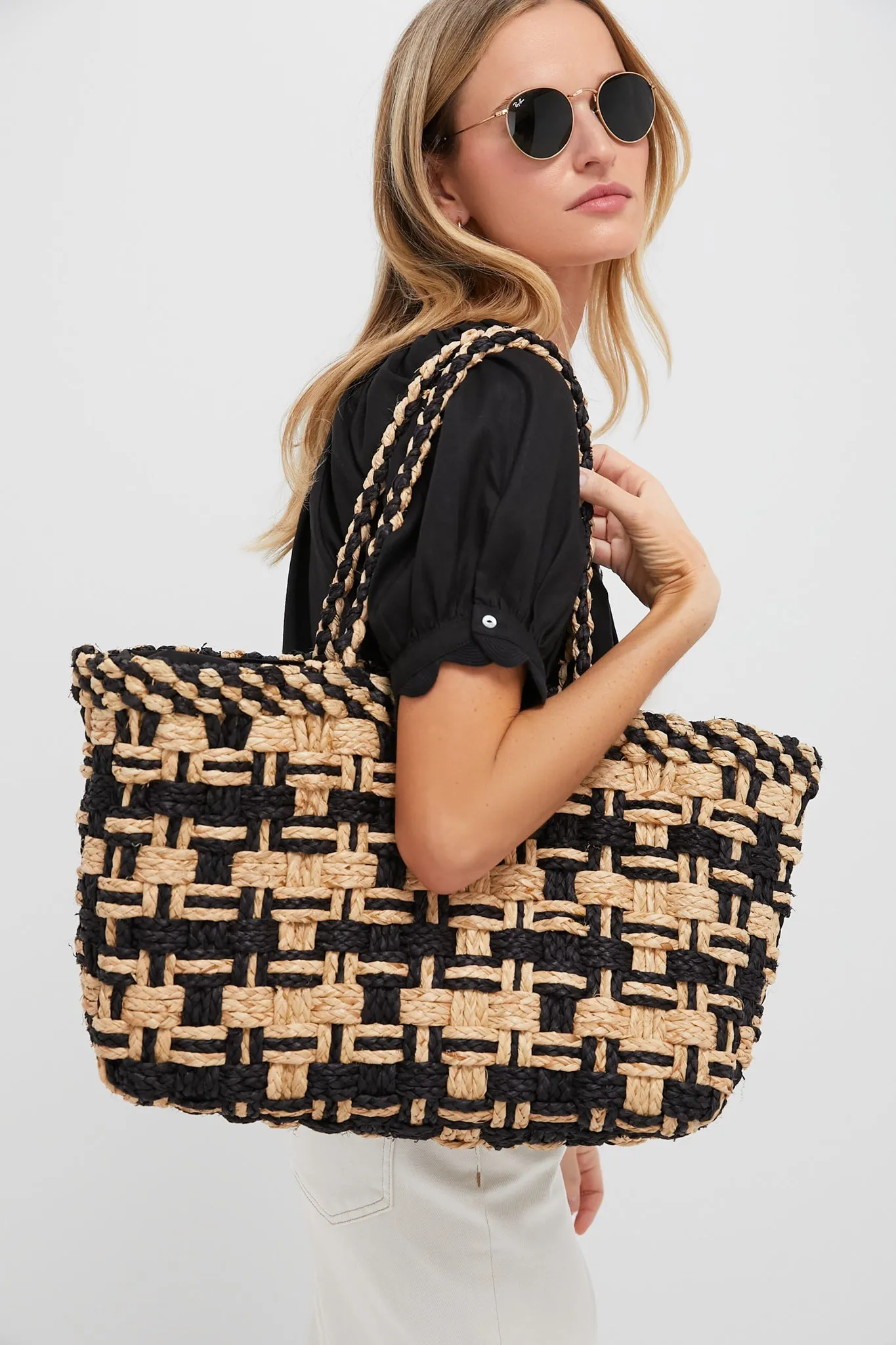 Black and Natural Cyrus Tote