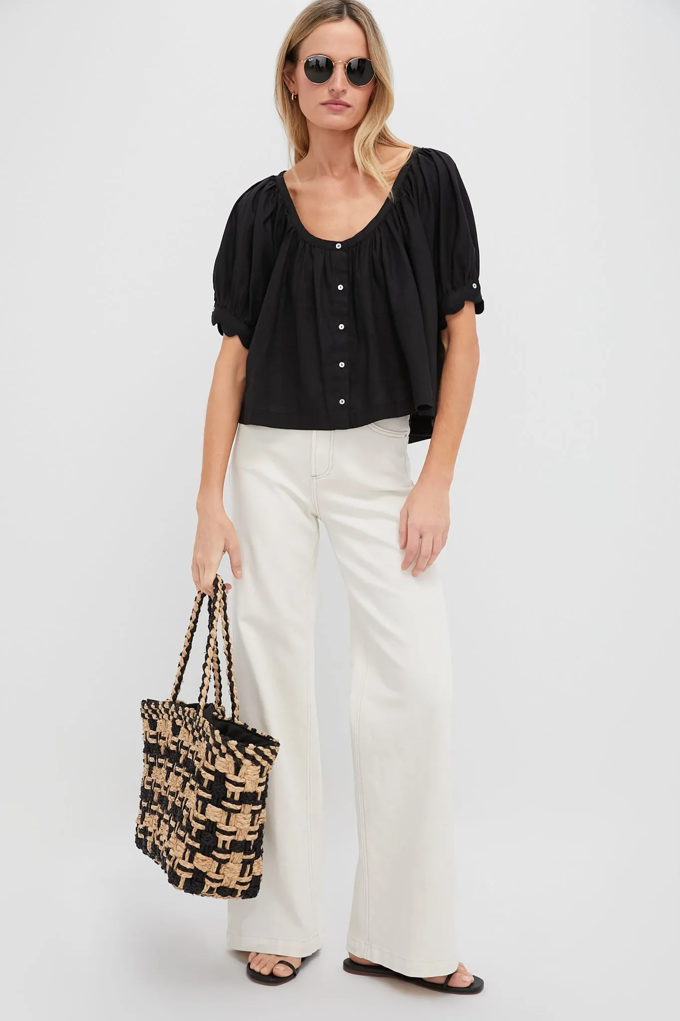 Black and Natural Cyrus Tote