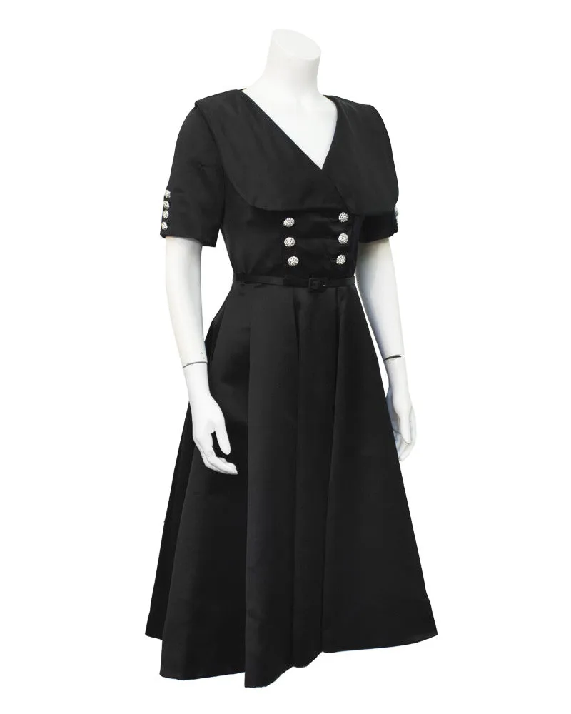 Black satin and rhinestone shirt waist