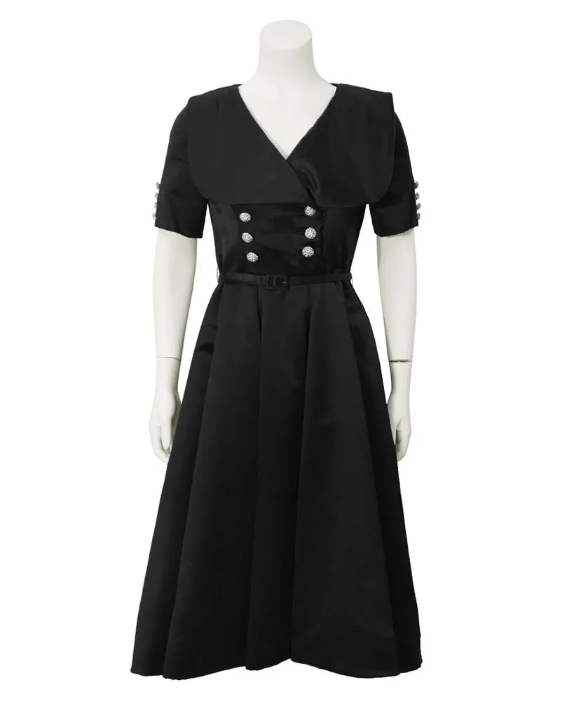 Black satin and rhinestone shirt waist
