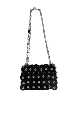 Black Sparkle Nano Studded Shoulder Bag