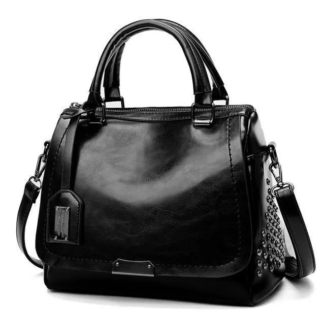 Bold Rivet Studded Casual Handbag
