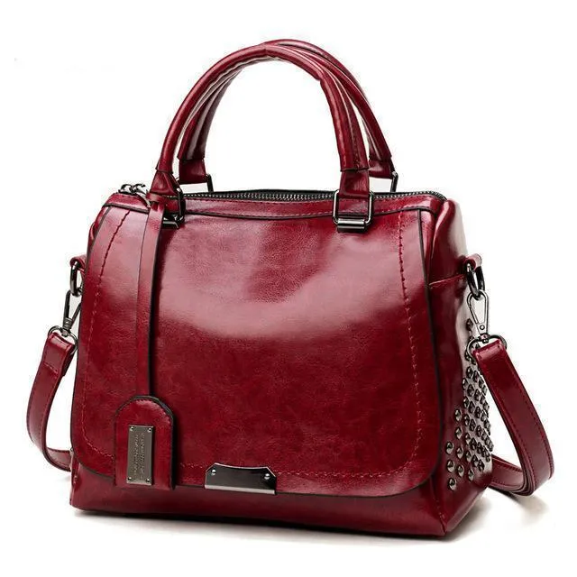 Bold Rivet Studded Casual Handbag