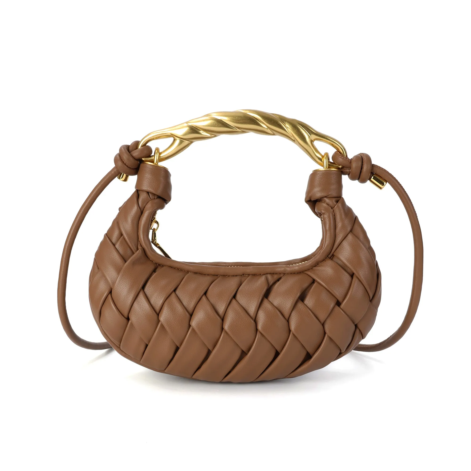 Braided Handle Mini Crescent Bag