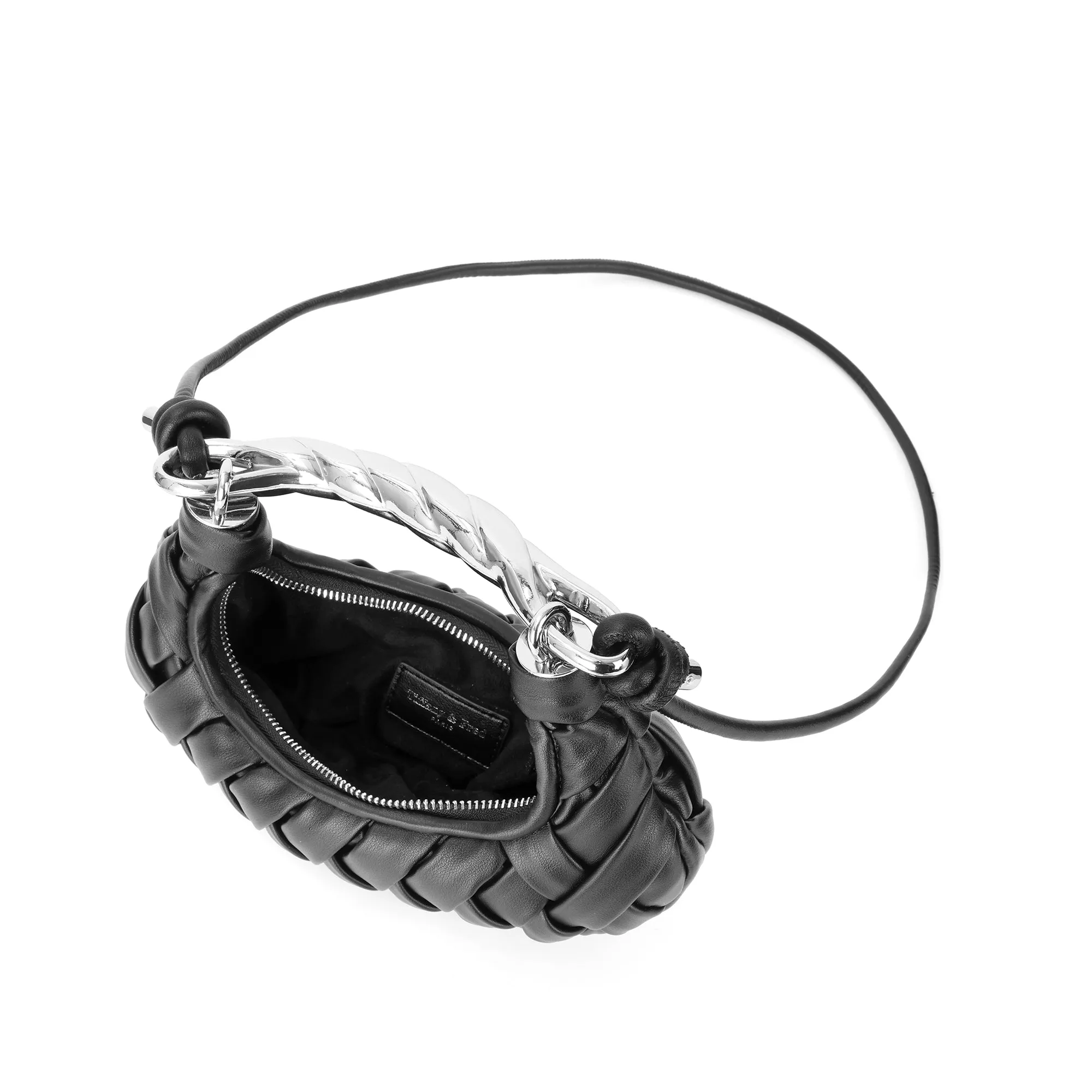 Braided Handle Mini Crescent Bag