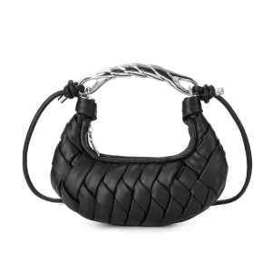 Braided Handle Mini Crescent Bag
