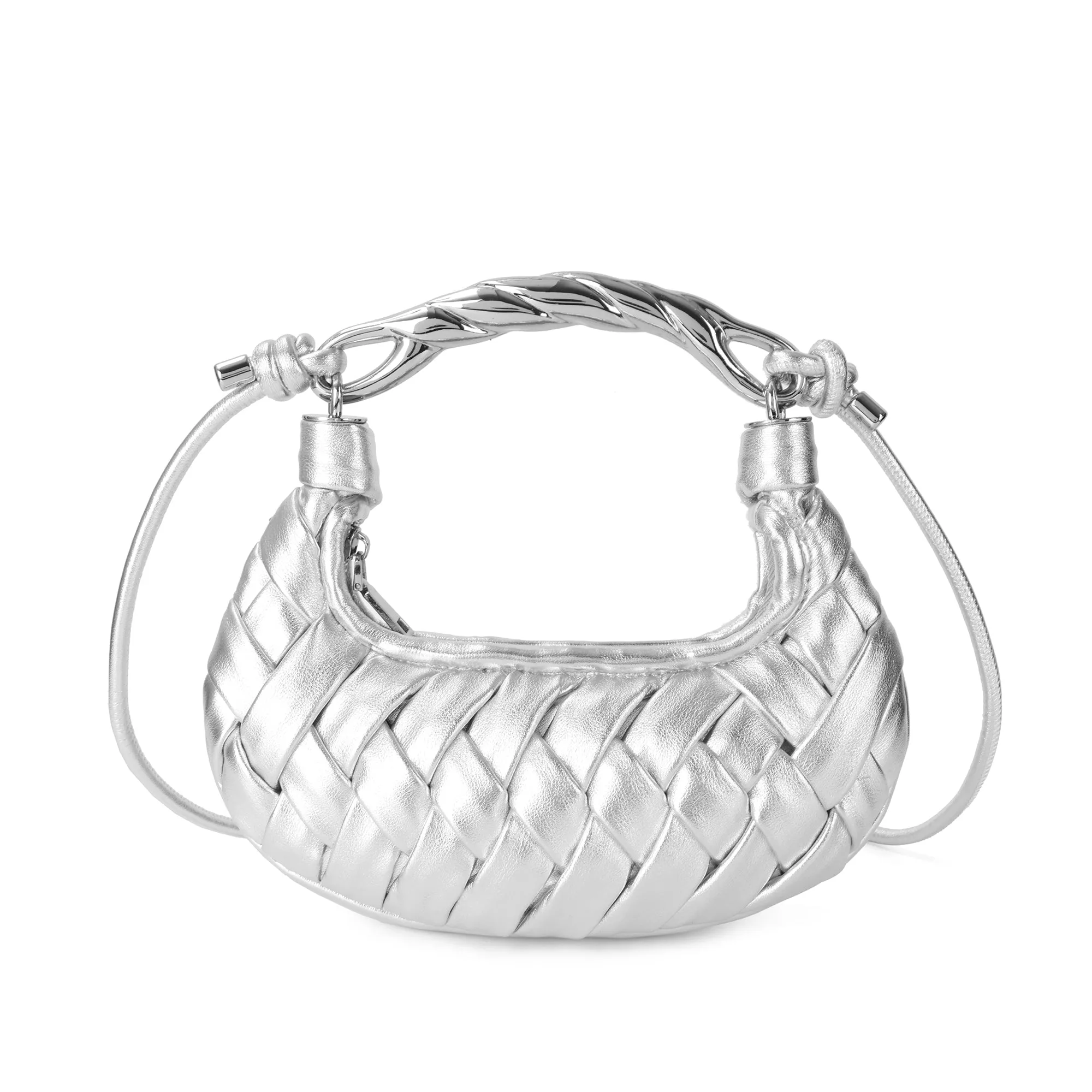 Braided Handle Mini Crescent Bag