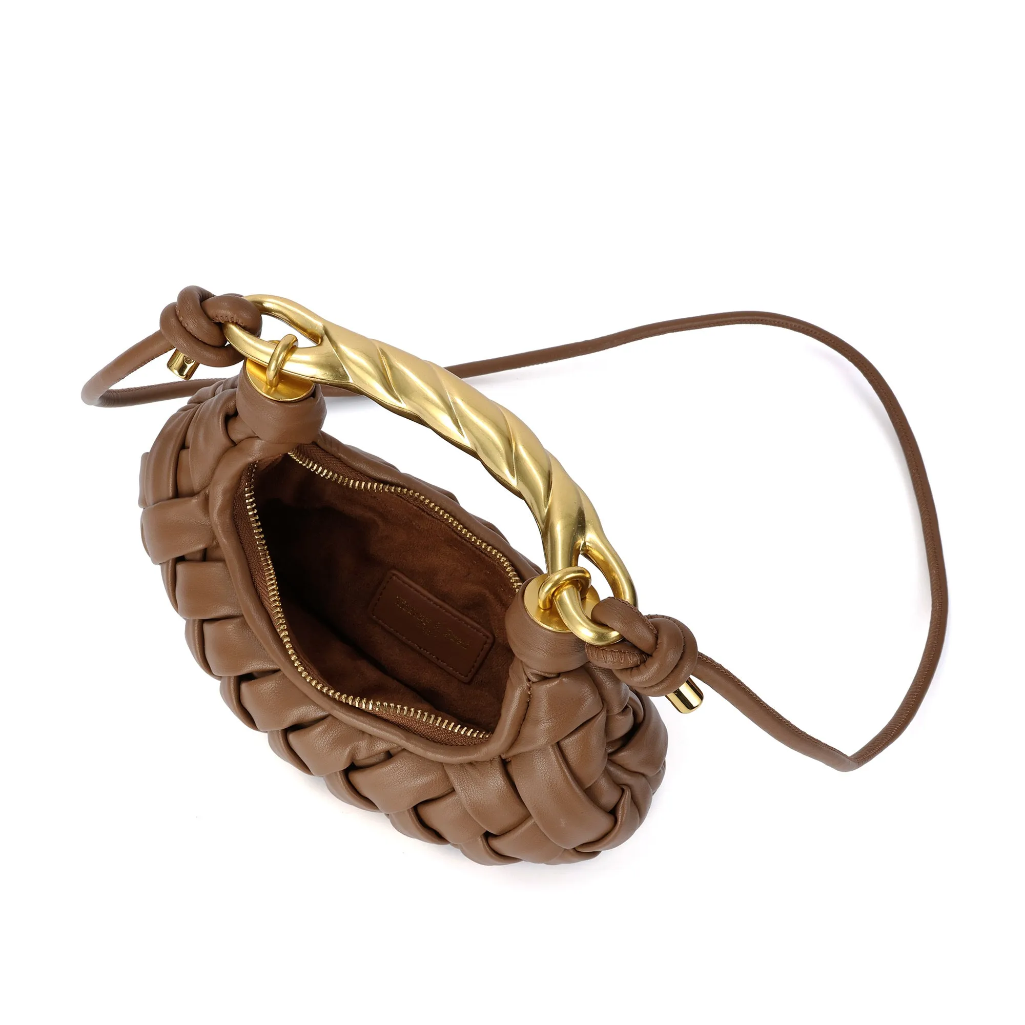 Braided Handle Mini Crescent Bag