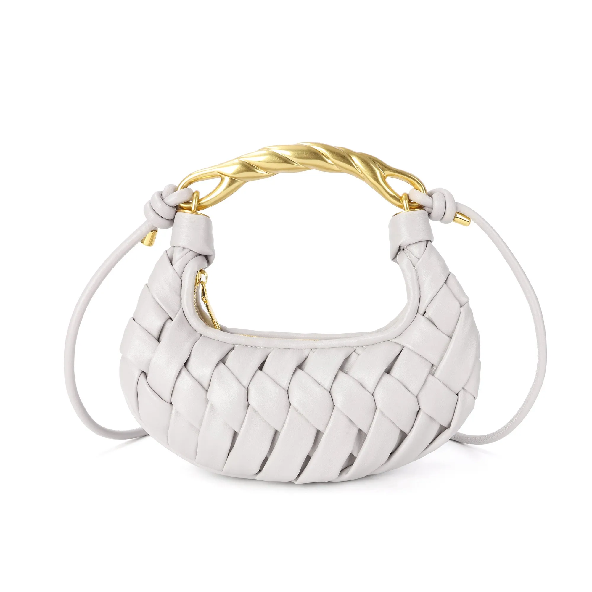 Braided Handle Mini Crescent Bag