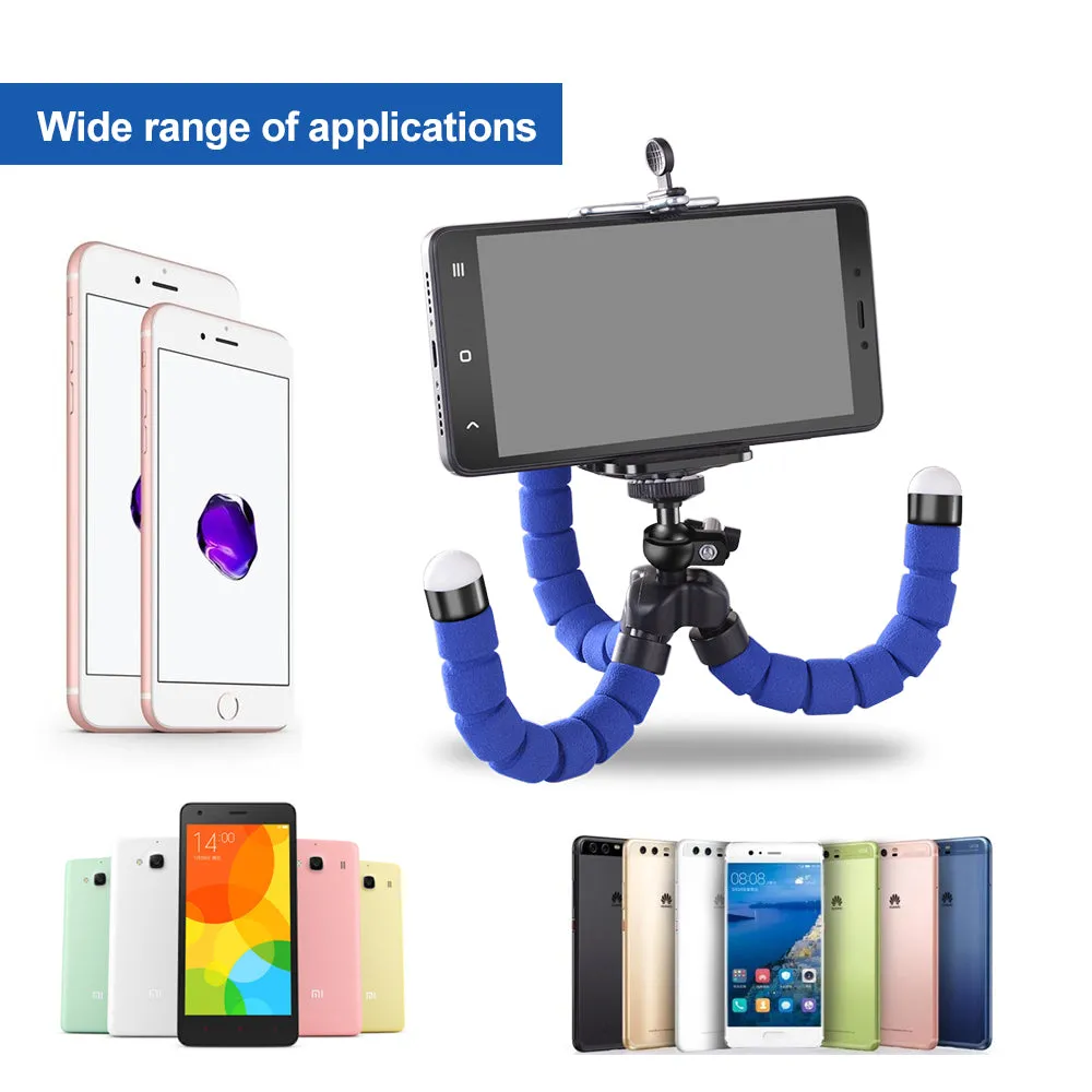 Car Style Mobile Phone Holder Flexible Octopus Tripod Bracket Selfie Stand Mount Support for iPhone red