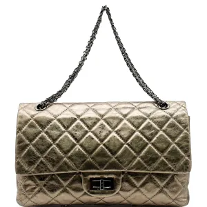 CHANEL 2.55 Reissue Aged Calfskin Leather Shoulder Bag Metallic Gold