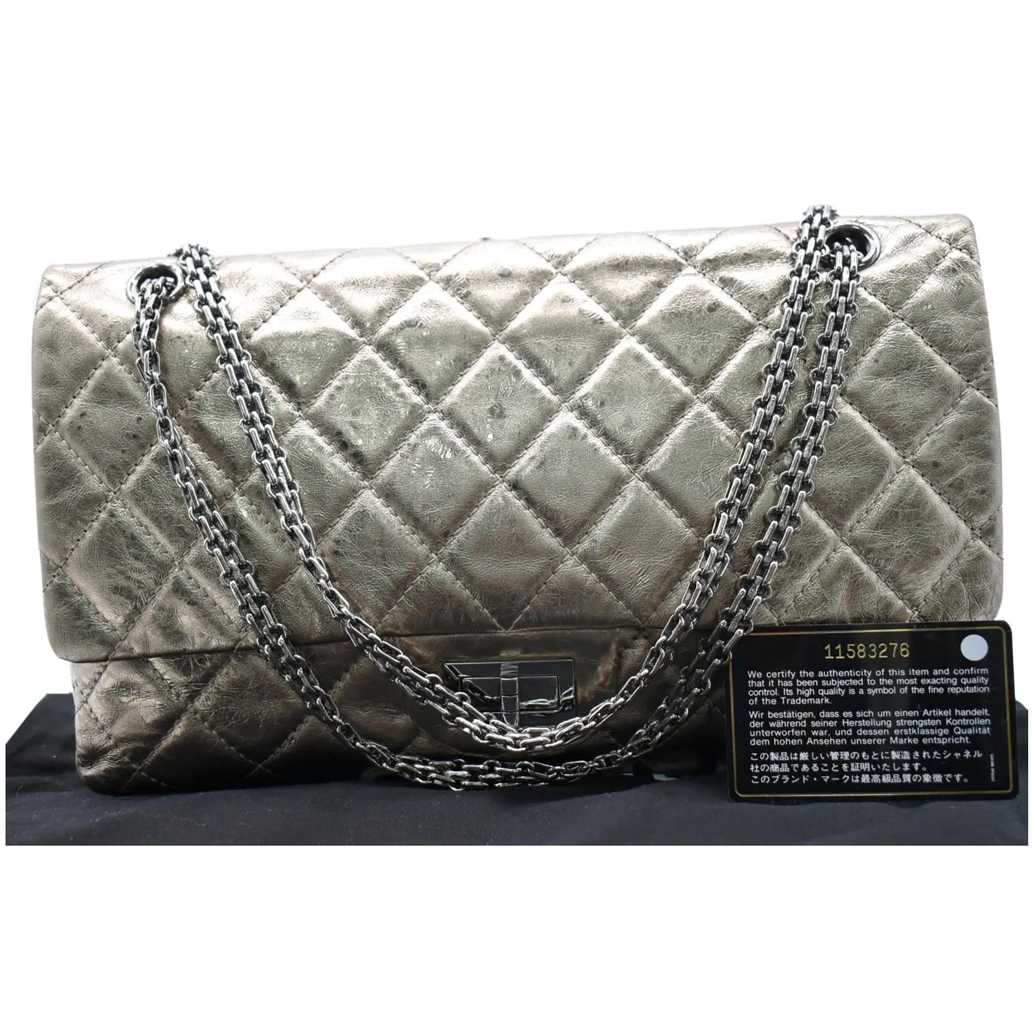 CHANEL 2.55 Reissue Aged Calfskin Leather Shoulder Bag Metallic Gold