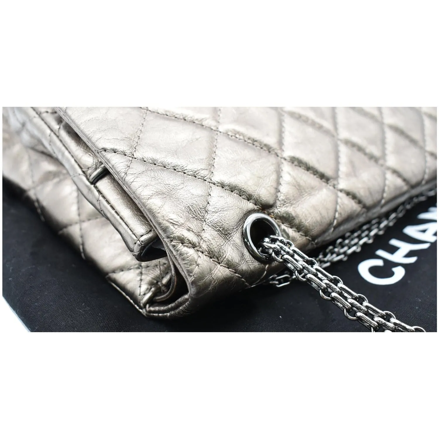 CHANEL 2.55 Reissue Aged Calfskin Leather Shoulder Bag Metallic Gold