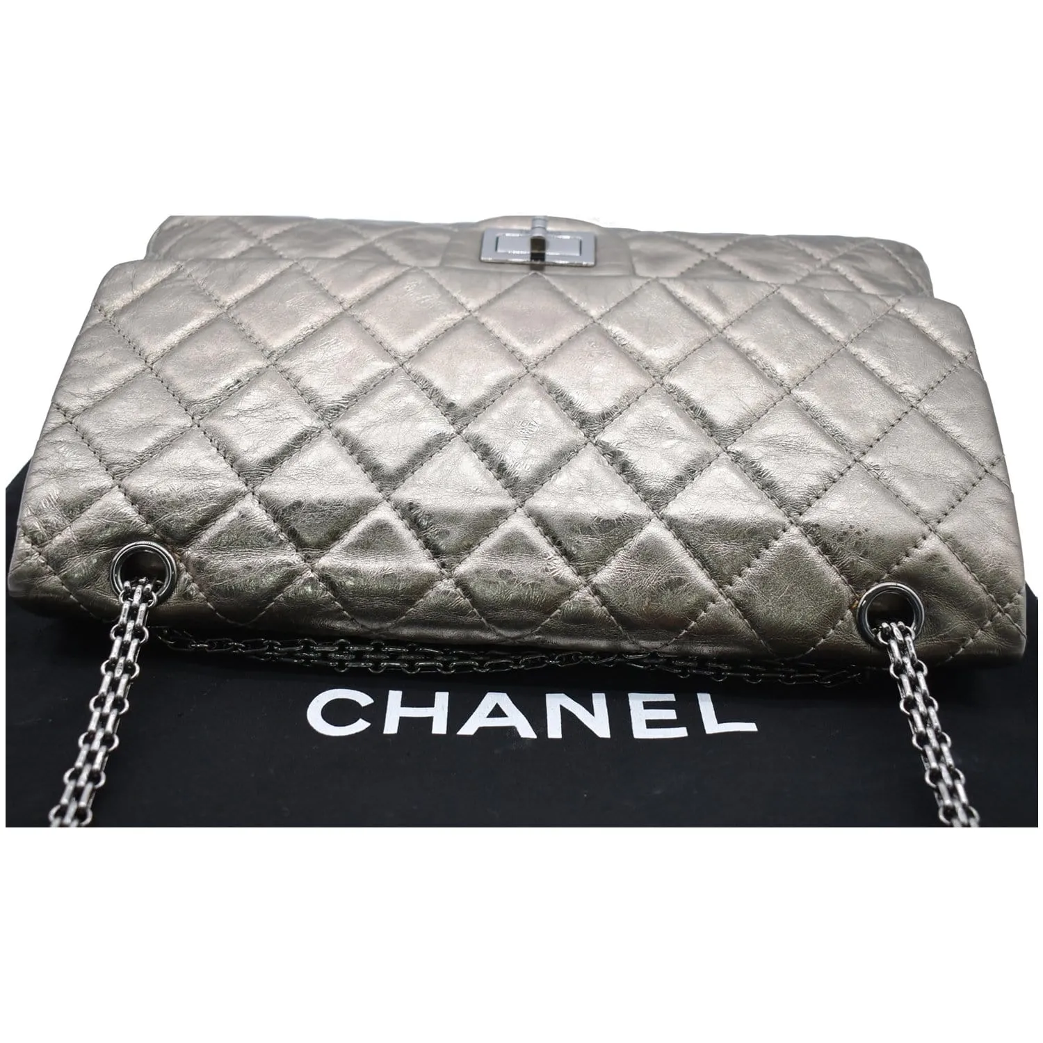 CHANEL 2.55 Reissue Aged Calfskin Leather Shoulder Bag Metallic Gold