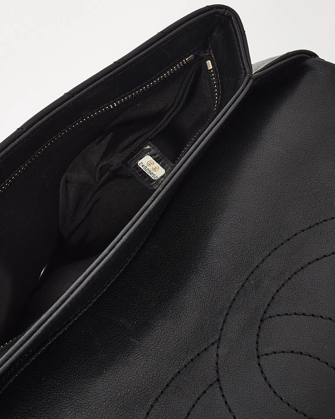 Chanel Black Lambskin Studded Leather Chevron Wars Flap Clutch