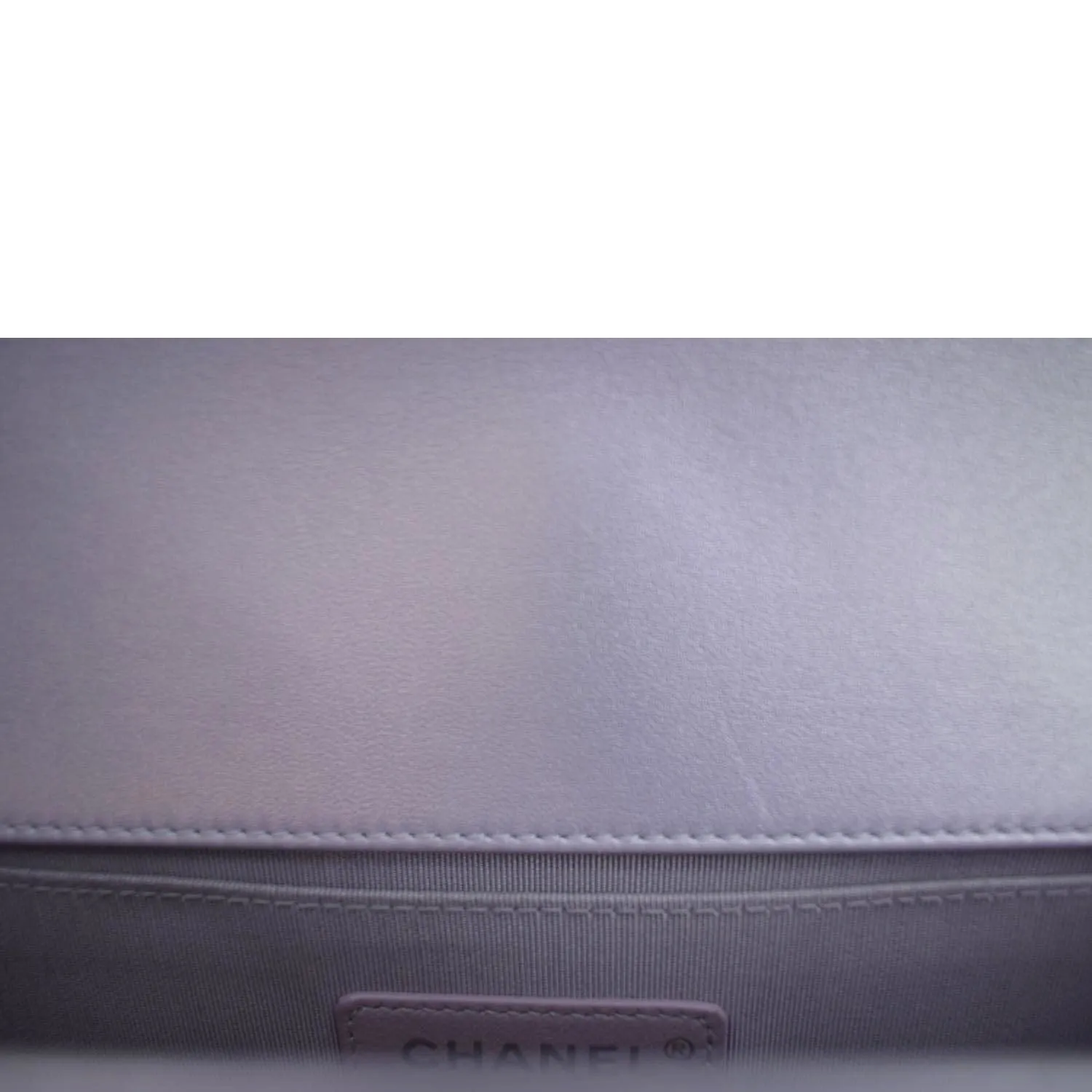 CHANEL Medium Boy Flap Metallic Chevron Shoulder Bag Light Purple