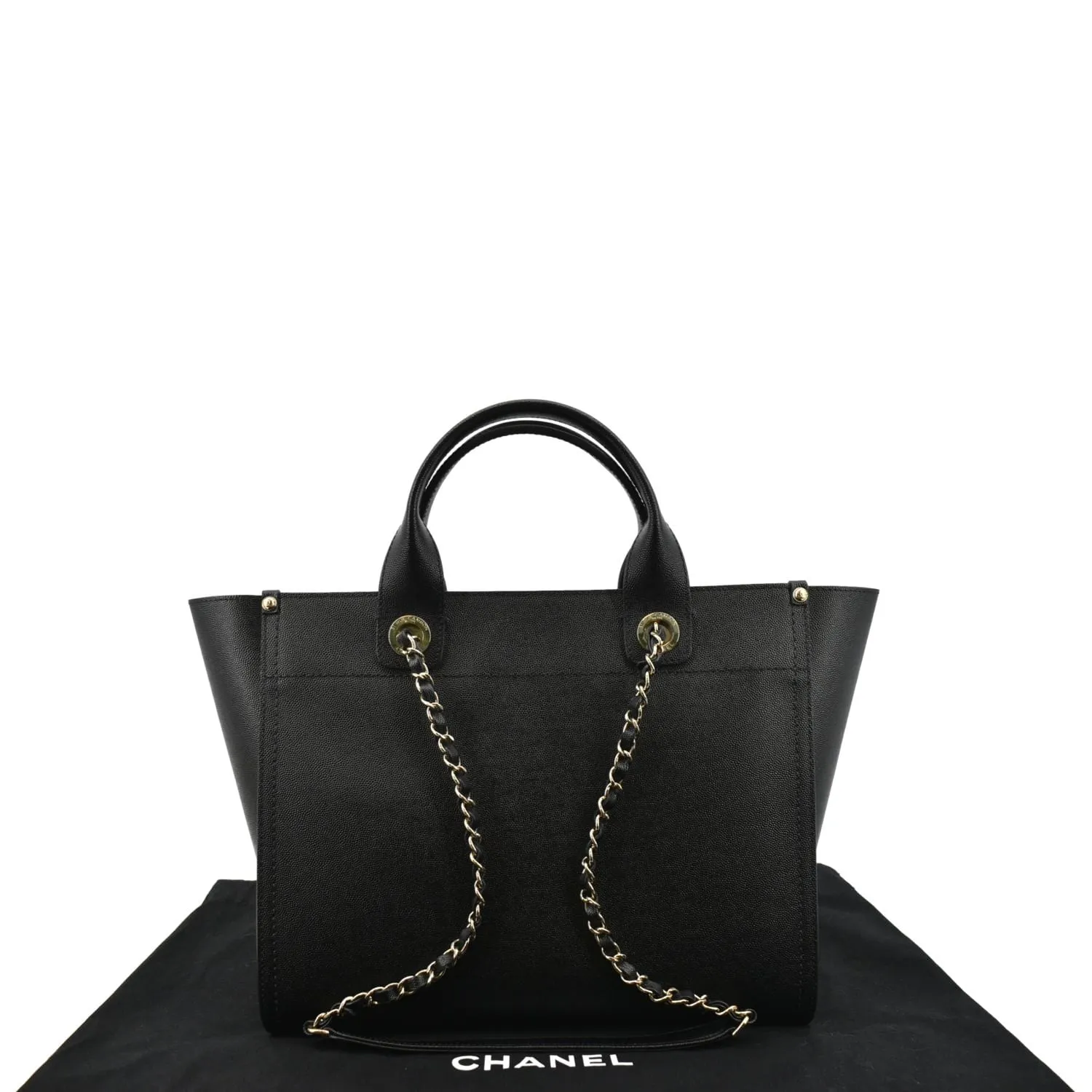 CHANEL Studded Deauville Caviar Leather Tote Bag Black - Hot Deals