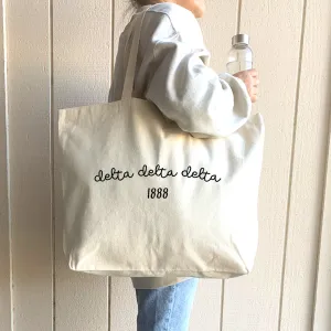 Delta Delta Delta Sorority Name and Founding Date Tote Bag