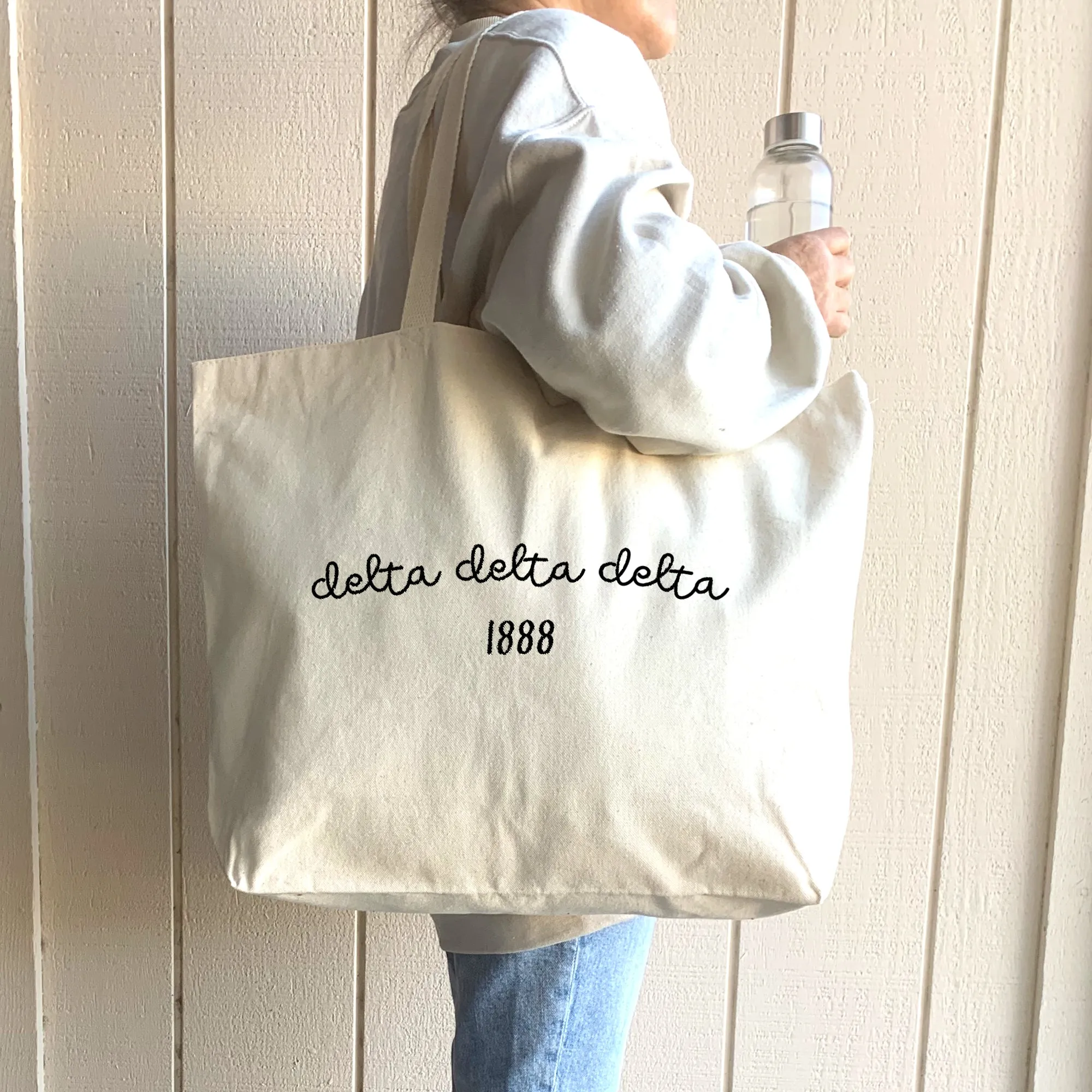 Delta Delta Delta Sorority Name and Founding Date Tote Bag