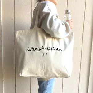 Delta Phi Epsilon Sorority Name and Founding Date Tote Bag