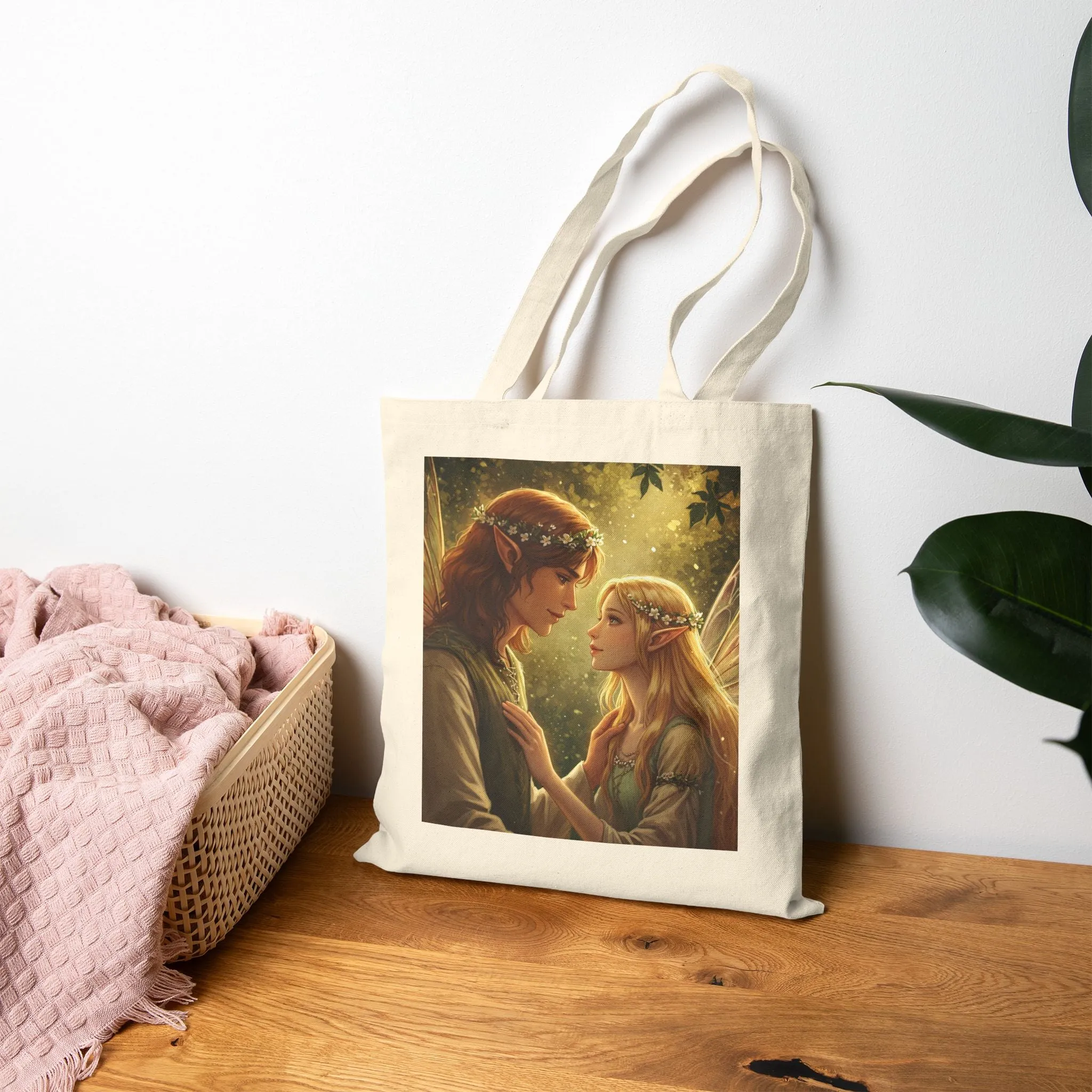 Enchanting Love Canvas Tote Bag - Fairy Design & Inspirational Quote