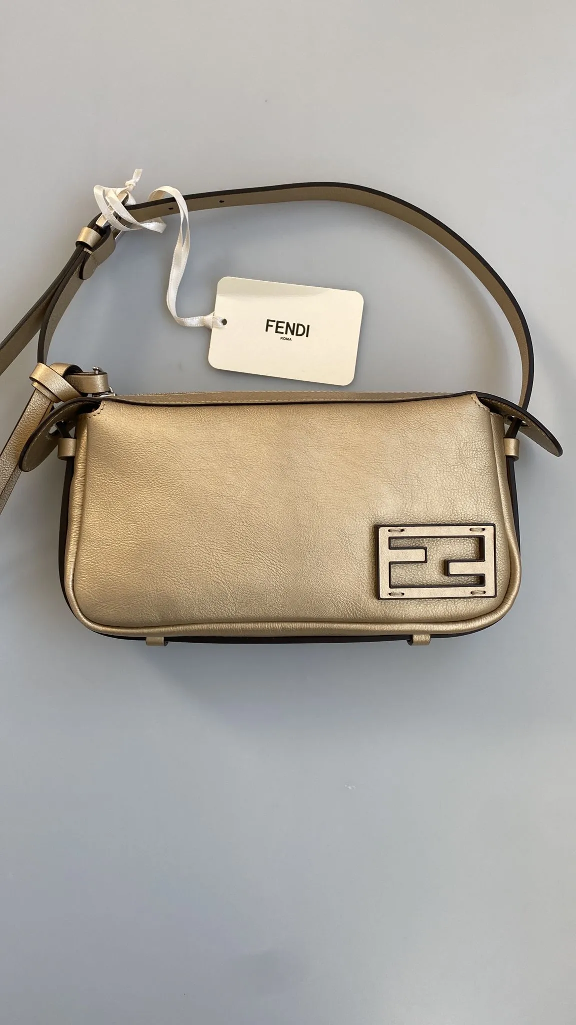 Fendi Gold Metallic Simply Fendi Mini Bag