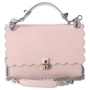 Fendi Vitello Baltico Scalloped Studded Kan I Shoulder Bag Camelia