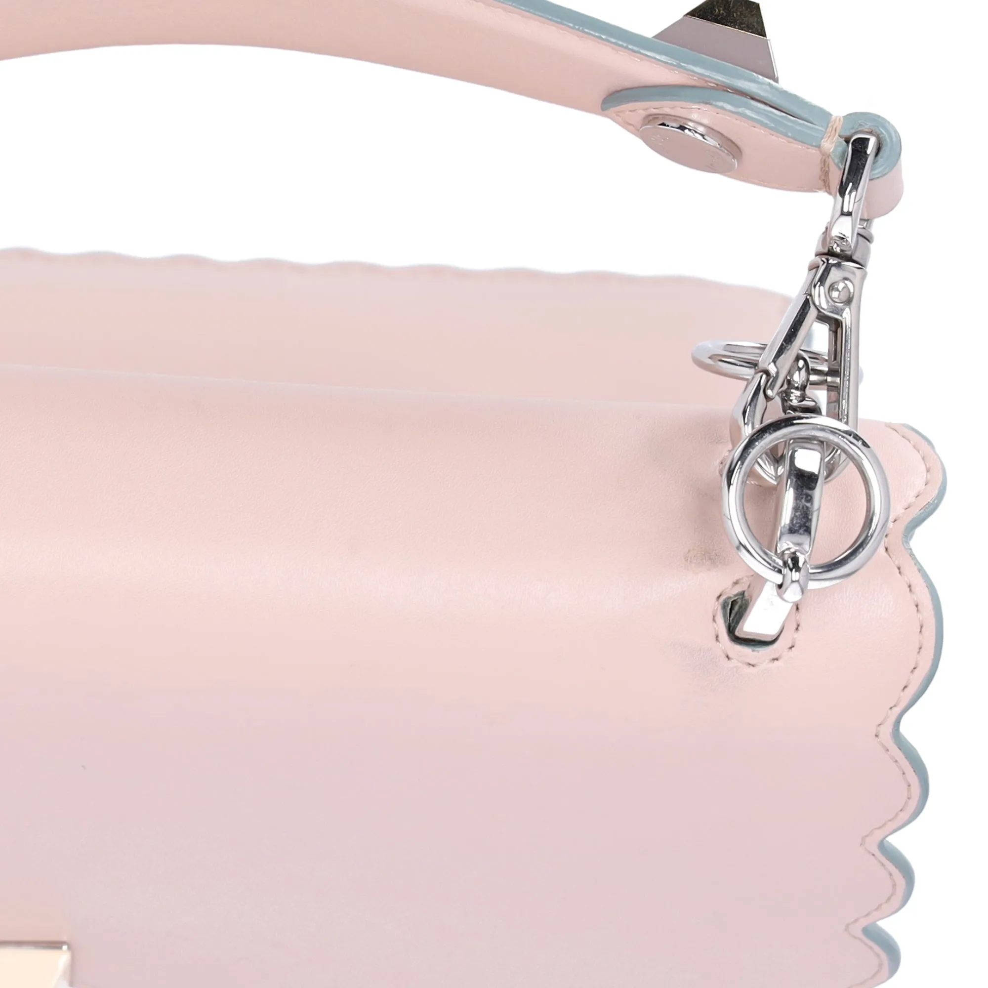 Fendi Vitello Baltico Scalloped Studded Kan I Shoulder Bag Camelia