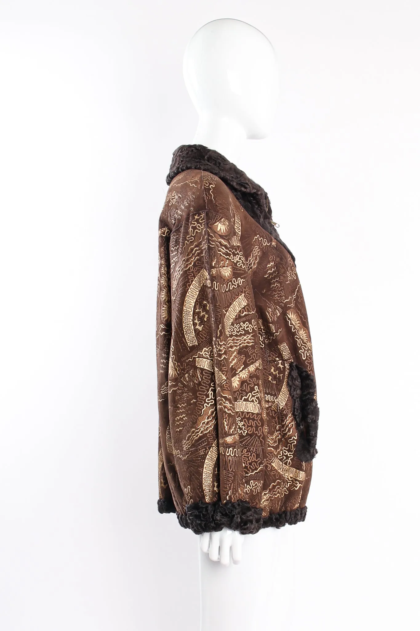 Foiled Suede Reversible Lamb Fur Jacket