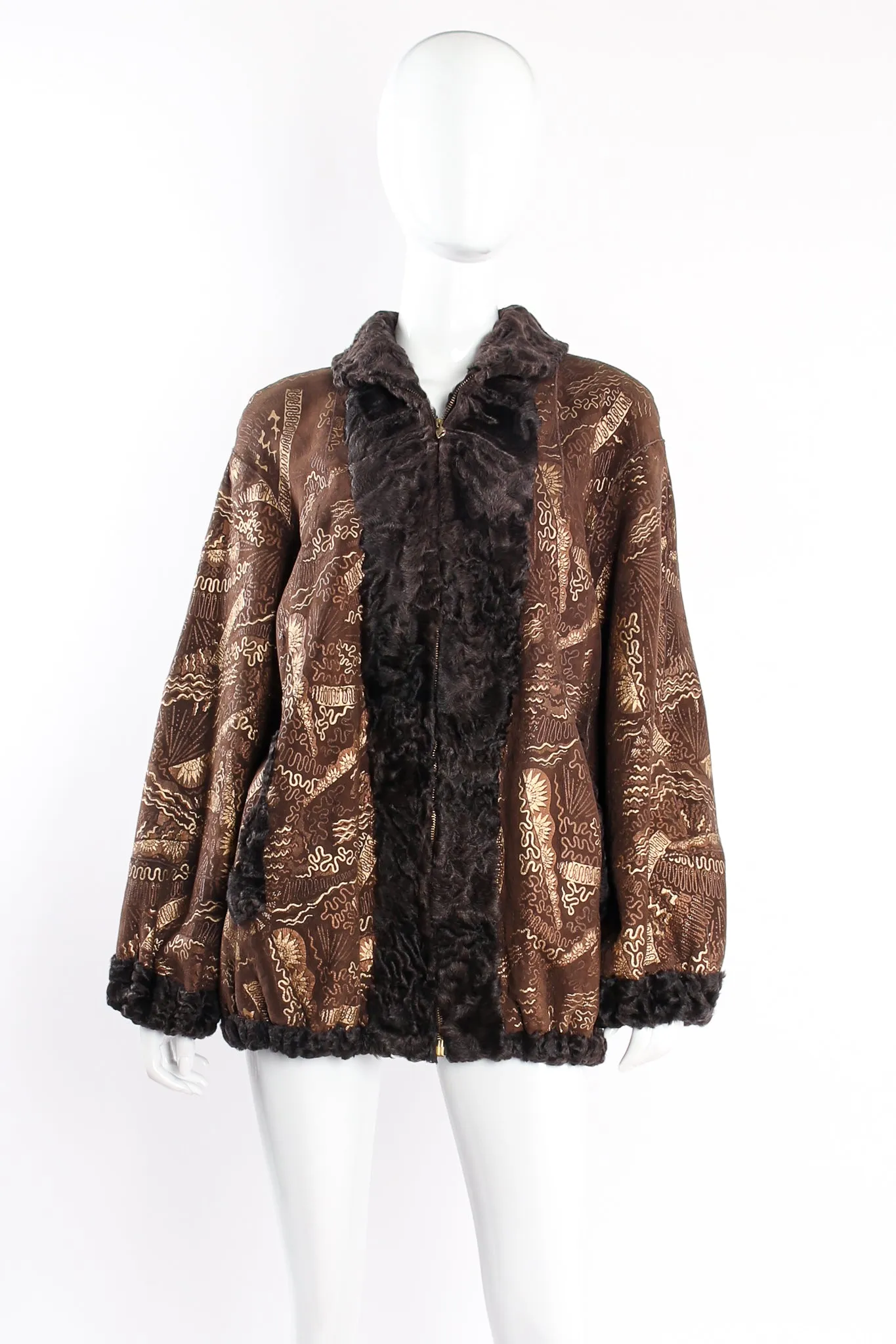 Foiled Suede Reversible Lamb Fur Jacket
