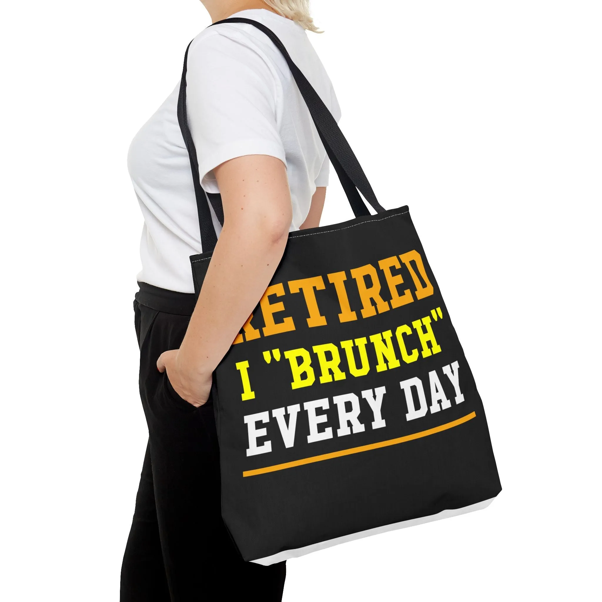 Fun "Retired, I Brunch Every Day" Tote Bag - Perfect for Retirement Gifts, Brunch Lovers, Everyday Use, Eco-Friendly Shopping, Birthday