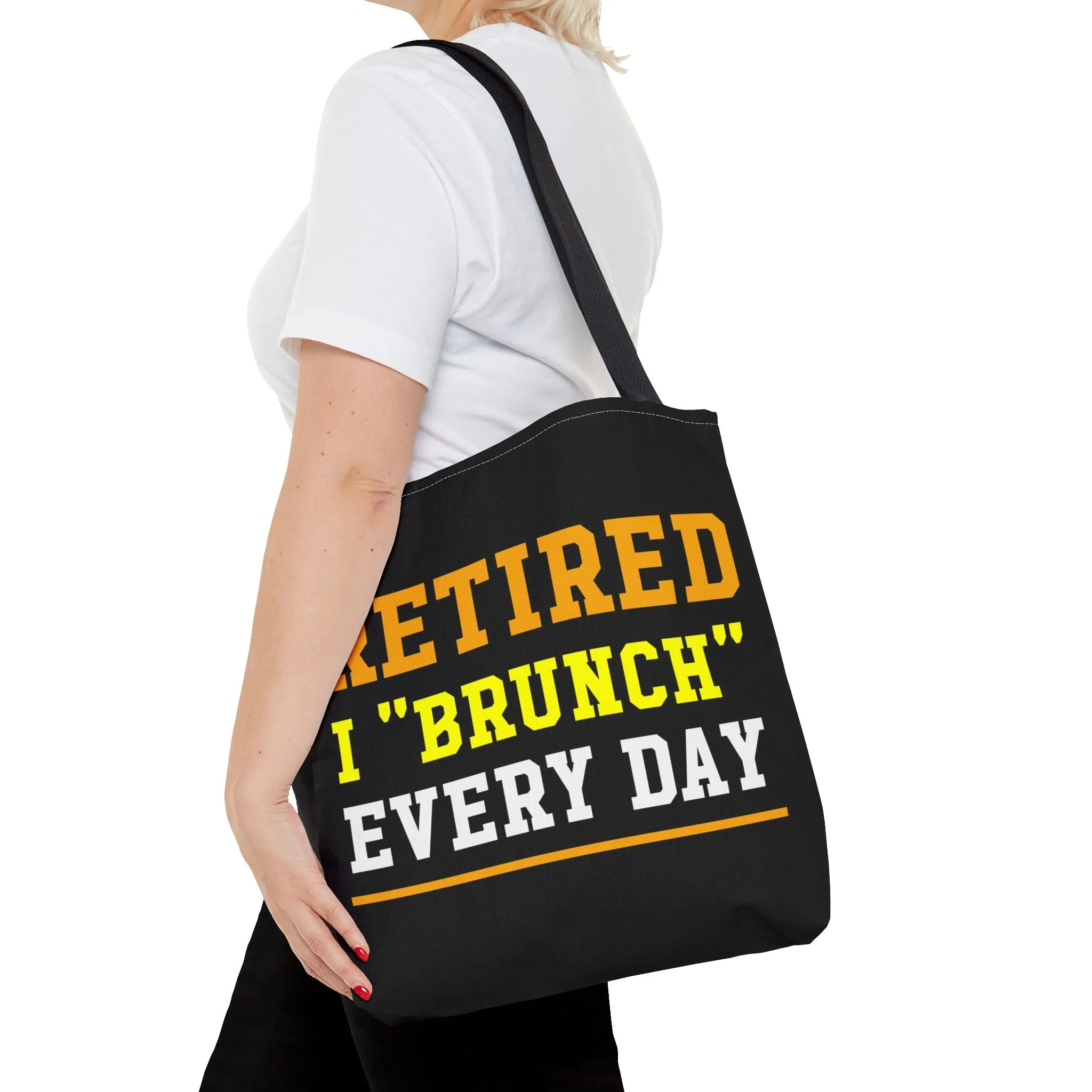Fun "Retired, I Brunch Every Day" Tote Bag - Perfect for Retirement Gifts, Brunch Lovers, Everyday Use, Eco-Friendly Shopping, Birthday