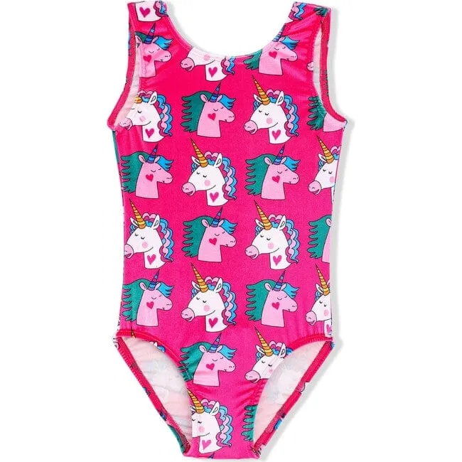 Girl Power 107 Velvet Unicorn Heads Gymnastics Leotard