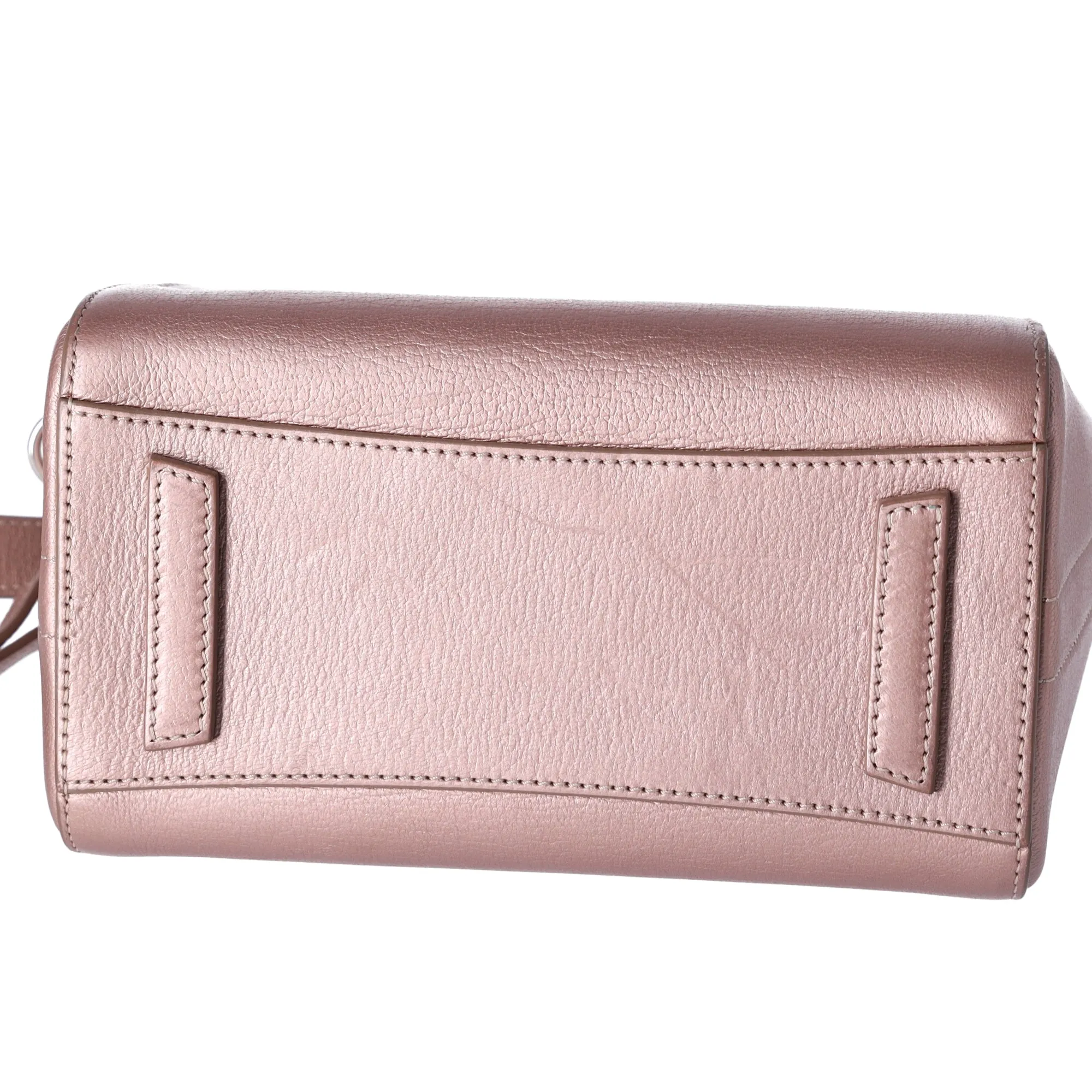 Givenchy Mini Antigona Satchel Shoulder Bag Metallic Rose Gold Pink