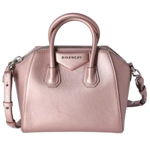 Givenchy Mini Antigona Satchel Shoulder Bag Metallic Rose Gold Pink